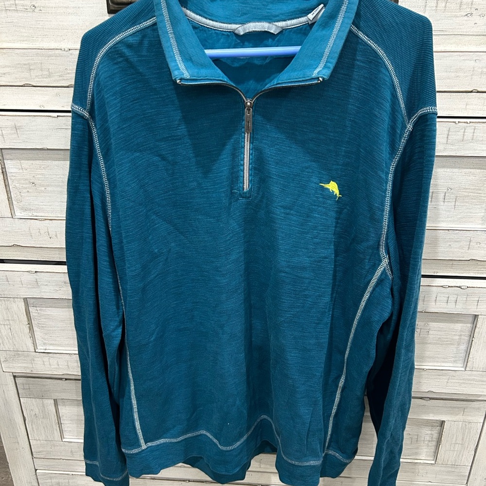 Men's Tommy Bahama Teal Quarter-Zip Sweater
